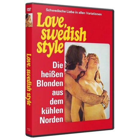 Texte: „Love, swedish style“, „Die heißen Blonden aus dem kühlen Norden“. Ein Cover mit einem Paar in enger Umarmung.