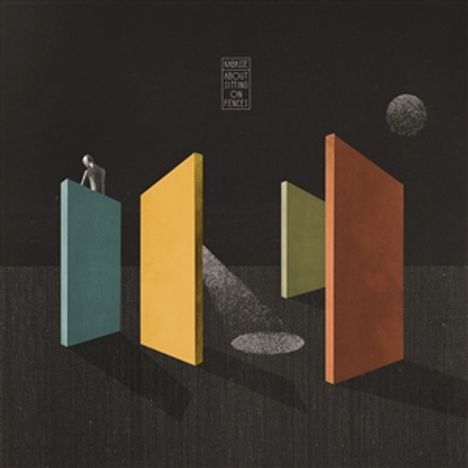 Text: "Warning About Everything On Fences." Illustration mit farbigen Wänden und einer Figur oben auf einer Wand.