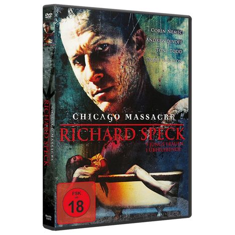 Film: "Chicago Massacre: Richard Speck". FSK 18. Gesichter, Text im Hintergrund.