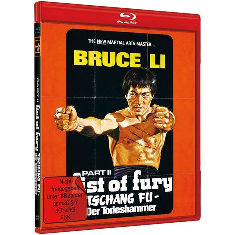 "Nicht freigegeben unter 18 Jahren", "BRUCE LI", Illustration eines Mannes in Kampfposition, roter Blu-ray-Hülle.