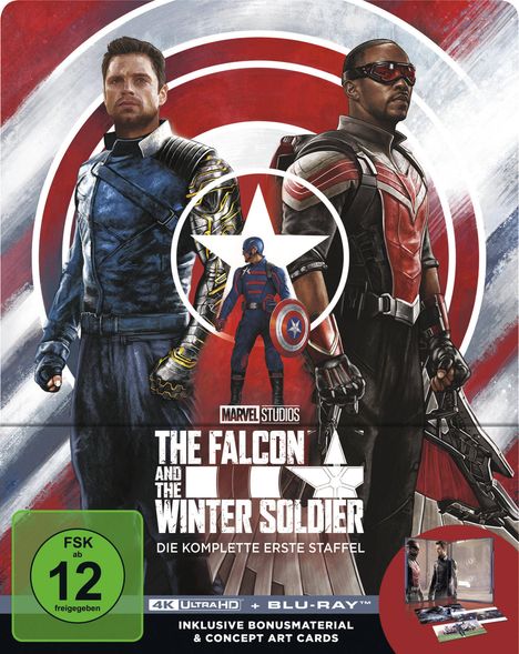 The Falcon and the Winter Soldier Staffel 1 (Ultra HD Blu-ray &amp; Blu-ray im Steelbook), 2 Ultra HD Blu-rays und 2 Blu-ray Discs
