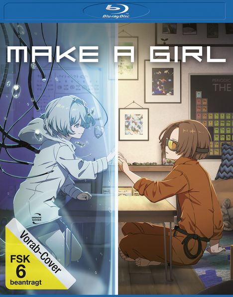 **MAKE A GIRL**

Zwei Figuren, die sich durch eine Glasscheibe berühren. Links: ein Mädchen mit Kabeln; rechts: in orangem Outfit.