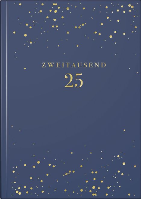 rido/idé 7021503725 Buchkalender Young Line (2025) "Starry Night"| 2 Seiten = 1 Woche| A5| 160 Seiten| Kunstleder-Einband| dunkelblau, Buch