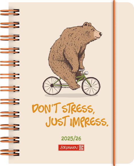 BRUNNEN Schülerkalender (2025/2026) "Bear", 1 Seite = 1 Tag, A6, 352 Seiten, PP-Umschlag, mehrfarbig, Buch