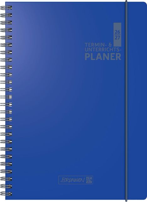 "Termin- & Unterrichtsplaner 26/27". Blauer Spiralblock mit elastischem Band.