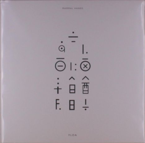 Oben "Mammal Hands", unten "Floa". Dazwischen geometrische Symbole in einer abstrakten Anordnung.