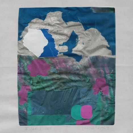 Text: "I SET U SET CONSISTENCY". Abstrakte Collage mit Formen in Blau, Grau, Lila und Grün.