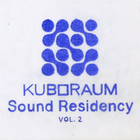 KUBORAUM Sound Residency VOL. 2. Geometrisches blaues Logo mit kreisförmigen Elementen.