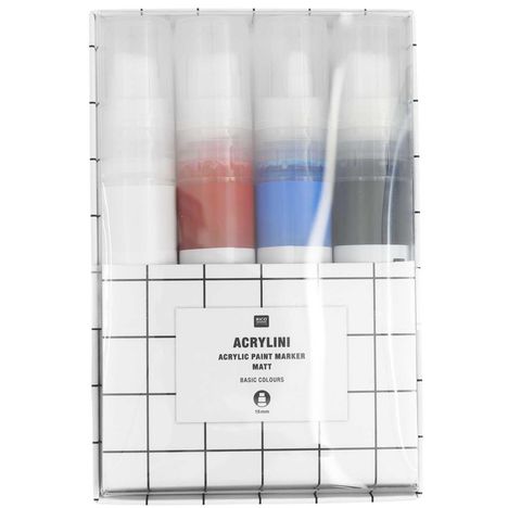 Acrylini Marker XL Set Basic, 4 Farben, Diverse
