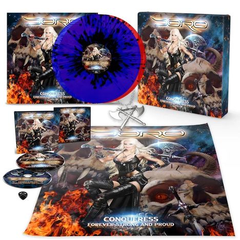 Doro: Conqueress - Forever Strong And Proud (Limited Edition Box Set) (Blue-Black &amp; Red-Black Splatter Vinyl), 2 LPs und 2 CDs