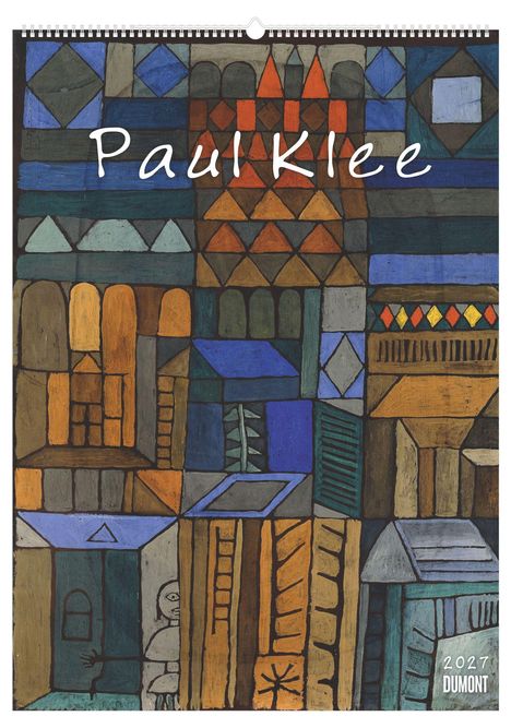 Text: "Paul Klee 2024 DUMONT". Geometrische Formen und kräftige Farben bilden ein komplexes abstraktes Muster.