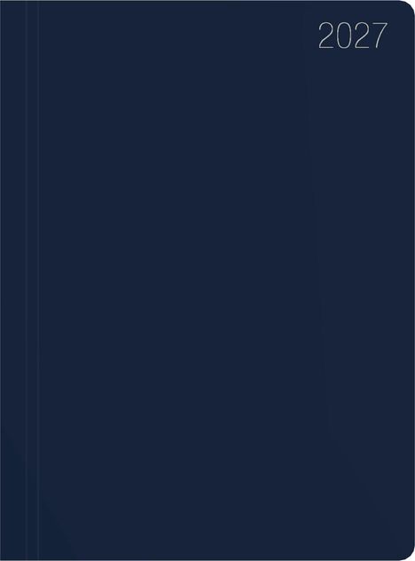 „2027“ steht oben rechts. Dunkelblaues, schlichtes Design, möglicherweise ein Planer oder Kalender.