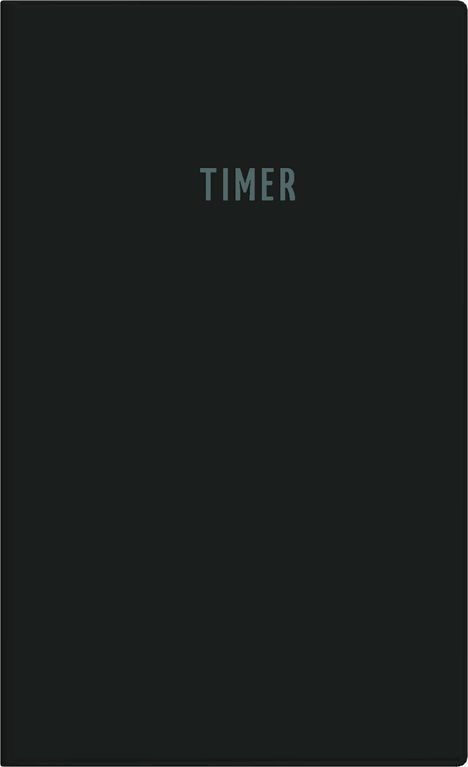 Der Text "TIMER" ist mittig platziert, auf einem schlichten, schwarzen Hintergrund.