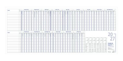 Jahresübersicht 2027 bis März 2028 mit Monatsüberschriften, kleiner Kalender und Planungsdetails. "PLANO-35" unten rechts.