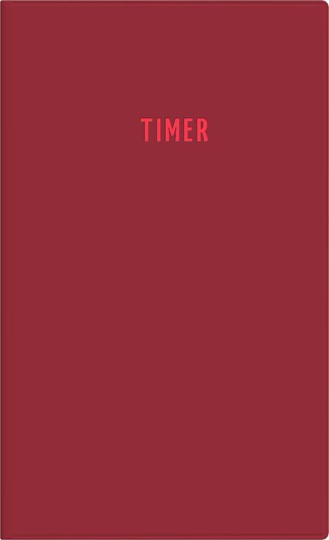 Auf rotem Hintergrund steht in der Mitte das Wort "TIMER" in roten Buchstaben.