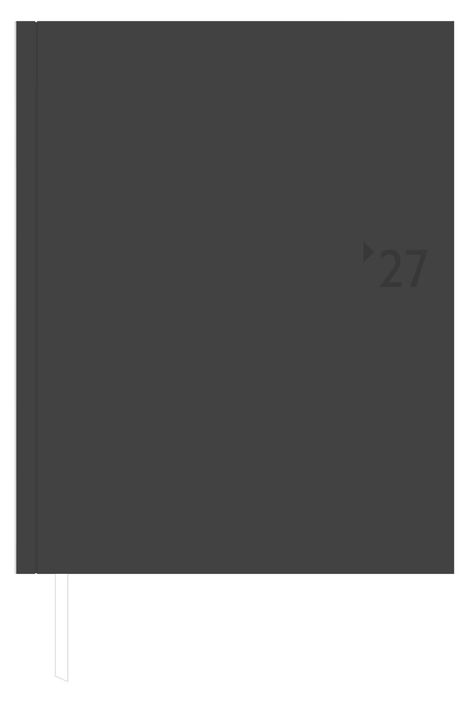 "D'27" steht auf einem dunklen, minimalistisch gestalteten Kalender.