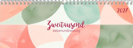 Text: Zweitausend siebenundzwanzig, 2027. 

Design: Runde, überlappende Formen in Pastelltönen.