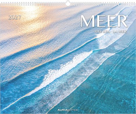 „2027 MEER THE SEA LA MER“. Luftaufnahme von Wellen auf blauem Wasser.