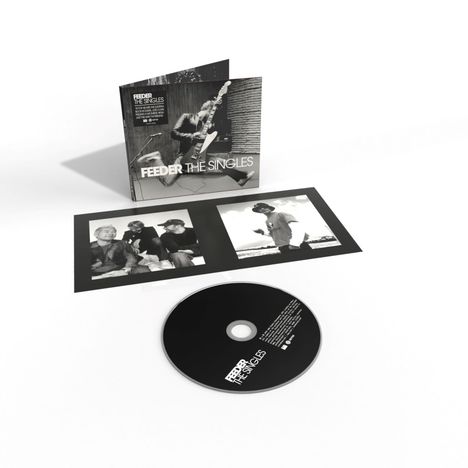 CD-Album "FEEDER THE SINGLES" mit schwarz-weißer Hülle und zwei Fotos der Bandmitglieder.