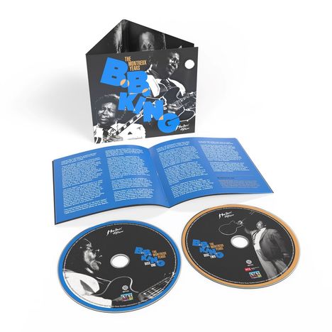 "The Montreux Years B.B. King" steht groß auf einer CD-Hülle und zwei CDs. Das Cover zeigt einen Gitarristen.