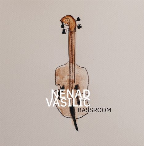 „NENAD VASILIC BASSROOM“ steht über einer minimalistischen Zeichnung eines Kontrabasses.