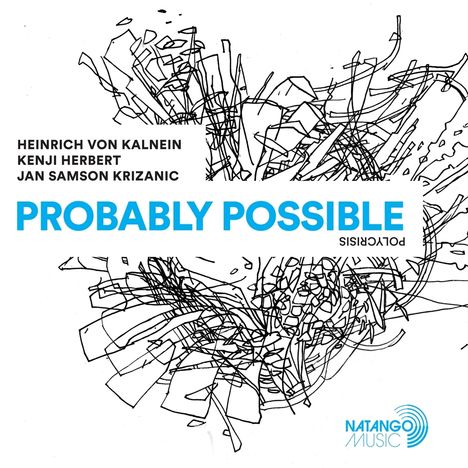 Texts: "HEINRICH VON KALNEIN, KENJI HERBERT, JAN SAMSON KRIZANIC, PROBABLY POSSIBLE, POLYCYSIS, NATANGO MUSIC." Abstracte Linienzeichnung.
