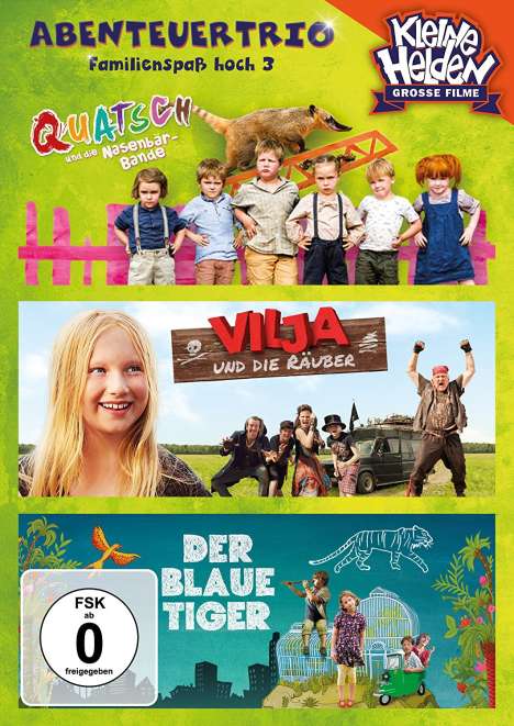 Abenteuertrio: Familienspaß hoch 3 (Der blaue Tiger / Quatsch und die Nasenbärbande / Vilja und die Räuber), 3 DVDs