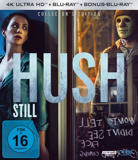 Hush (Collector's Edition) (Ultra HD Blu-ray & Blu-ray), 1 Ultra HD Blu-ray und 2 Blu-ray Discs