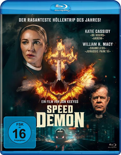 "Der rasanteste Höllentrip des Jahres! Speed Demon. Zwei Gesichter, brennendes Kreuz. Zug auf nächtlichen Gleisen."