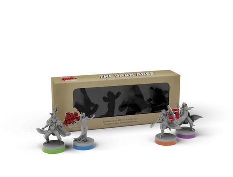 "The Dark Ages" auf Schachtel. Figuren davor. "Bad Karmas" Logo.