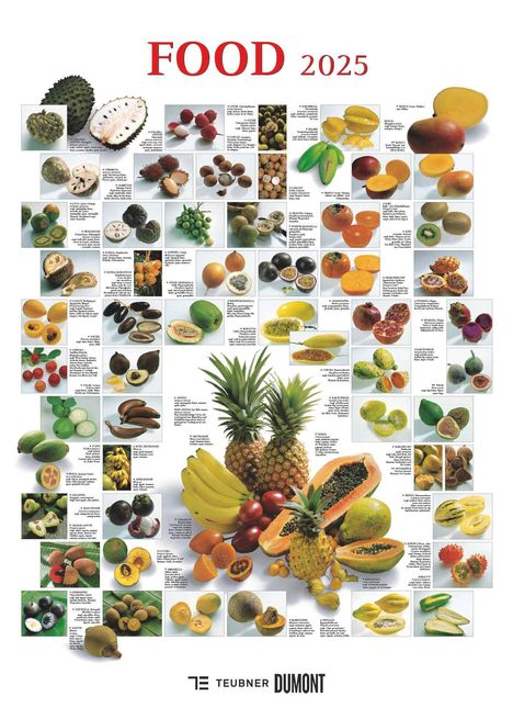 Food 2025 - Bildkalender 50x70 cm - mit kurzen Beschreibungen zu den Obst- und Gemüsesorten - Küchenkalender - Dumont - Posterkalender, Kalender