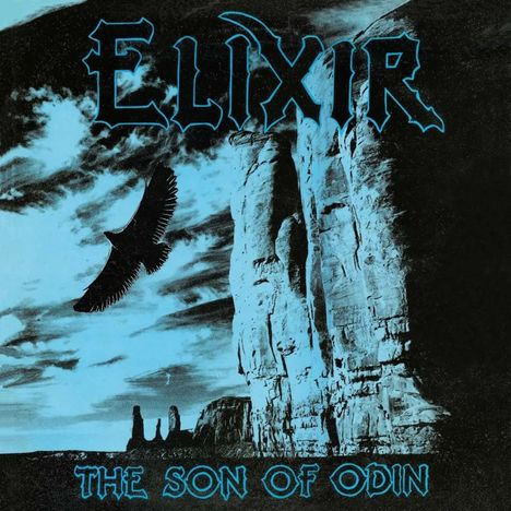 "ELIXIR" und "THE SON OF ODIN" stehen in blauer Schrift über einer Szene mit einem Adler vor Felsen und Wolken.