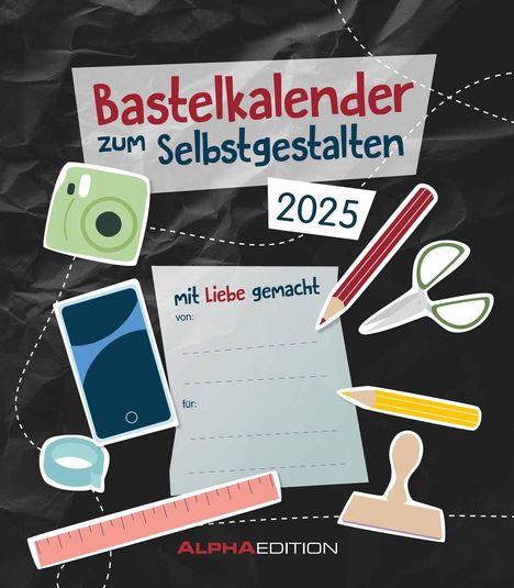 Do-it Yourself schwarz 2025 - Bastelkalender - DIY - 21x24, Kalender