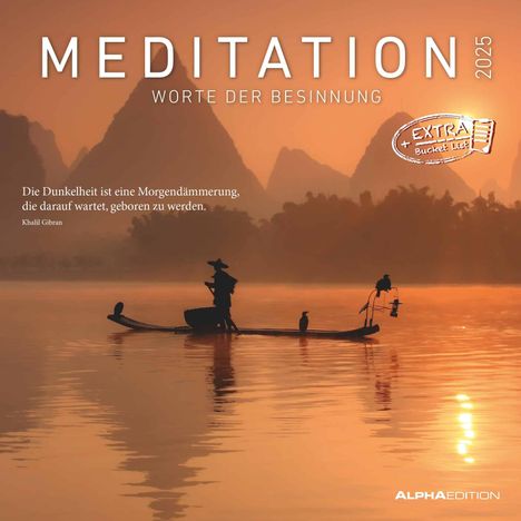 Meditation 2025 - Broschürenkalender 30x30 cm (30x60 geöffnet) - Kalender mit Platz für Notizen - inkl. Poster - mit Sprüchen - Bildkalender - Wandplaner, Kalender