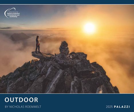 PALAZZI - Outdoor 2025 Wandkalender, 60x50cm, Posterkalender mit brillanten Aufnahmen von magischen Momenten, hochwertige Bilder von Bergen, Schluchten und Höhlen, internationales Kalendarium, Kalender