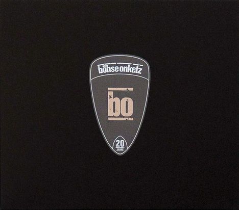 Logo mit Texten: "böhse onkelz", "bo", "20 Jahre" auf schwarzem Hintergrund.