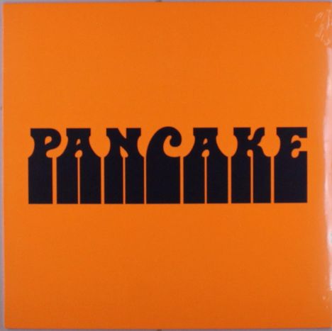 Der Text "PANCAKE" steht in dicken, schwarzen Buchstaben auf orangefarbenem Hintergrund.