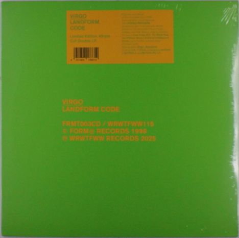 "VIRGO LANDFORM CODE" steht groß oben, in orange auf grünem Hintergrund. Es handelt sich um ein schlichtes Cover-Design.