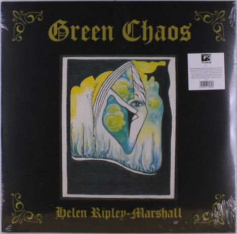 "Green Chaos" und "Helen Ripley-Marshall" stehen in gelber Schrift. In der Mitte eine abstrakte Illustration mit Augenmotiv.