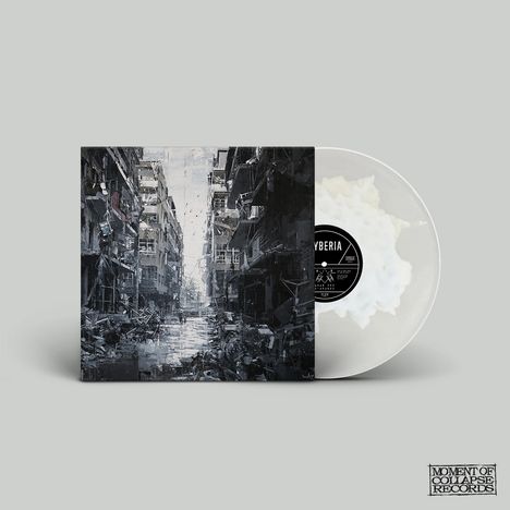 Text: "SYBERIA", "MOMENT OF COLLAPSE RECORDS". Ruinenstraße, Plattencover mit Vinyl.
