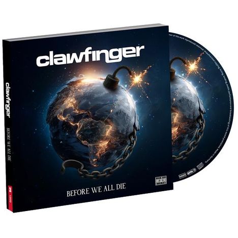 CD-Cover von "Clawfinger", Titel "Before We All Die". Eine Weltkugel mit Zündschnur, umwickelt von einer Kette.
