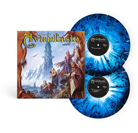 Text: "Avantasia - The Metal Opera Pt. II". Das Cover zeigt eine fantastische Szene mit Charakteren vor einem imposanten Turm.