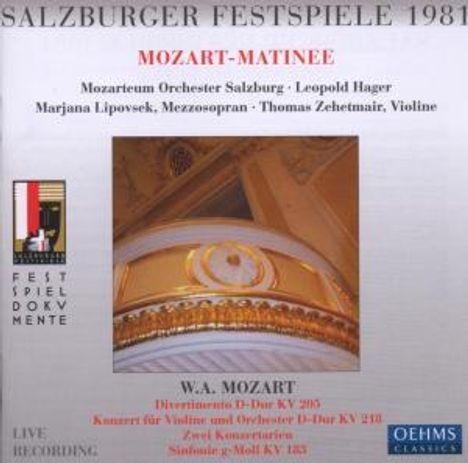 Salzburger Festspiele 1981 - Mozart-Matinee, CD