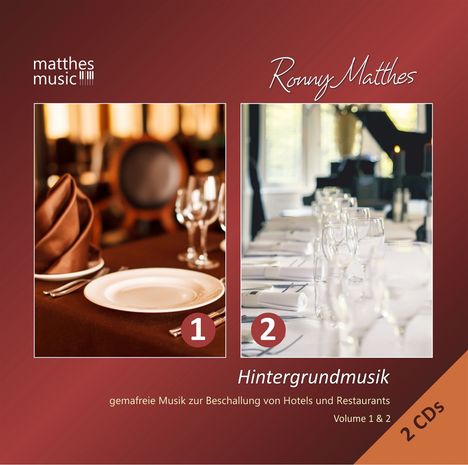 Ronny Matthes: Hintergrundmusik Vol. 1 &amp; 2 - Gemafreie Musik zur Beschallung von Hotels und Restaurants (Klaviermusik, Barmusik &amp; Chillout), 2 CDs