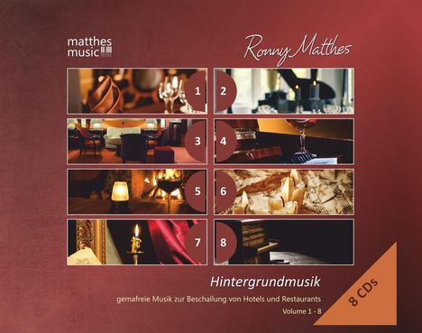 Ronny Matthes: Hintergrundmusik Vol.1 - 8: Gemafreie Musik zur Beschallung von Hotels und Restaurants (Klaviermusik, Jazz &amp; Klassik), 8 CDs