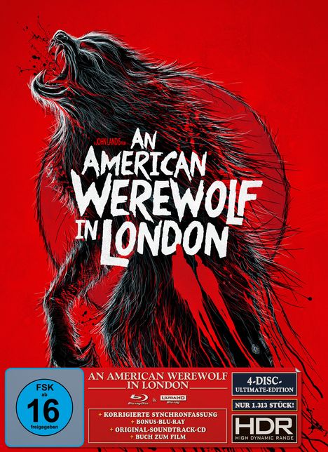 An American Werewolf in London (Ultimate Edition) (Ultra HD Blu-ray, Blu-ray &amp; CD), 1 Ultra HD Blu-ray, 2 Blu-ray Discs und 1 CD