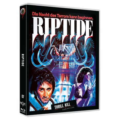 "Die Nacht des Terrors kann beginnen." Oben schwebt "RIPTIDE". Illustration mit Gesichtern und dramatischer Beleuchtung.
