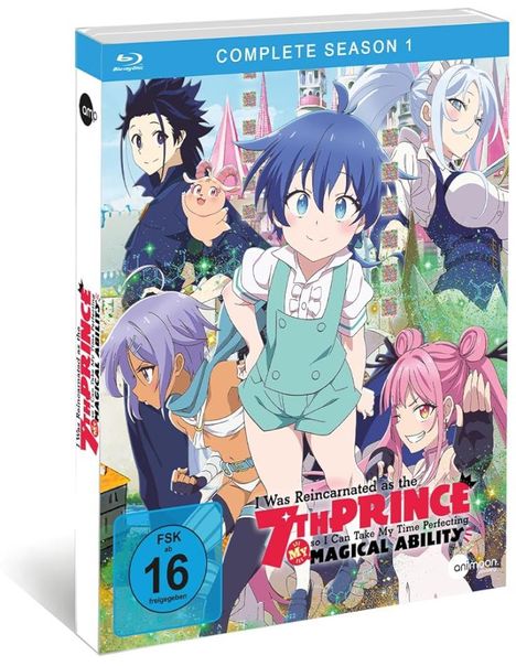 Cover einer Blu-ray mit dem Titel "COMPLETE SEASON 1" und "7th PRINCE", Anime-Charaktere in bunter Fantasy-Szene.