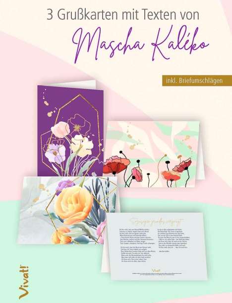 Mascha Kaléko: 3er-Set Grußkarten »Mascha Kaléko«, Diverse