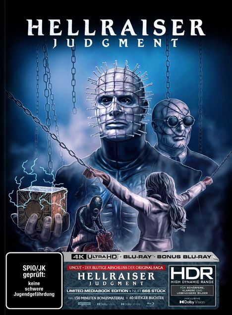 Hellraiser: Judgment (Ultra HD Blu-ray & Blu-ray im Mediabook), 1 Ultra HD Blu-ray und 2 Blu-ray Discs
